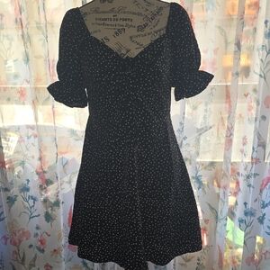 Shein Elegant Black Polka Dot Dress